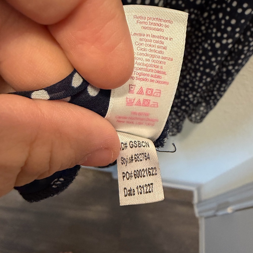 Oscar de la Renta Navy and White Polka Dot Bow sheer nightgown - Picture 5 of 6